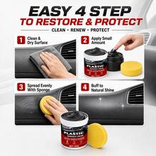 Redecas 150G Car Plastic Renovate Cream, Anti-Aging Restorer For Plastic, Leather, Tires, Dashboard & Door Panels - 150G+Sponge - View 11