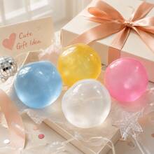Non-Rising Crystal Ball Squishy Toy, Soft Jelly Squeeze Ball, Press & Reshape Stress Relief Fidget Toy For Desk, Office, Party Favors & Gifts - Apricot - View 9