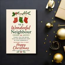 1/3 Sets Greeting Card With Envelope Christmas Happy Card, Sent To You, Thank You For Being A Wonderful Neighbor In The Holiday Season, Thank You Gift For Friends And Community Members, New Year Blessing Flat Card - A - View 5
