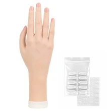 CHUAN SHANG Flexible Jointed Nail Art Practice Hand Model, Jewelry Display Prop, Multi-Functional Accessory - Apricot - View 14
