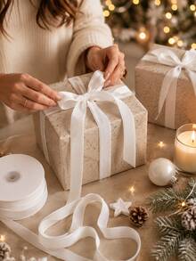 10 Yards White Plush Ribbon Roll, Solid Color Soft Plush Fabric, Multiple Widths Decorative Trim, Suitable For DIY Hair Accessories, Headbands, Wedding Bouquets, Christmas Tree Decorations, Gift Wrapping, Collars, Sewing Decor, Ideal For Crafters, Florists, DIY Enthusiasts, Can Be Used For Sexy Style, Ballet Style, Angel Style, French Aesthetic, Luxury Style, Pure White Plush Ribbon Roll, Decorative Accessories - Velvet Ribbon - View 4