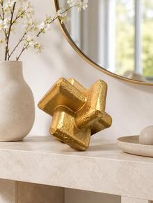 Gold Geometric Knot Resin Desktop Statue, Modern Abstract Decorative Sculpture, Luxury Home Decor Accent, Suitable For Coffee Table, Bookshelf, Mantel, Ideal Living Room Office Display Housewarming Gift - 1PC - View 6