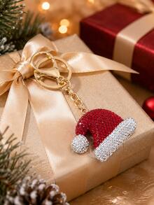 1 set Gantungan Kunci Berlian Imitasi Natal, 4 buah Gantungan Kunci Kristal Bentuk Topi Santa, Pohon Natal, Kaus Kaki Natal, Ornamen Liontin Tas Liburan, Hadiah Natal Meriah & Aksesori Dekorasi Pesta untuk Wanita, Pria, Anak-anak, dan Keluarga - MultiWarna - View 3