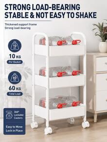 2/3/4/5layer Swivel Wheel Mobile Storage Carbon Steel/Plastic Trolley,Multi-Functional Storage,Easy To Assemble,Suitable For Home And Commercial Use,Applicable To Storage And Organization In Kitchens, Bathrooms,Bedrooms,Offices,Warehouses And Garages - White - View 6
