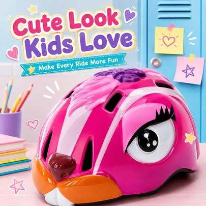 BAT DEICIDE Kids Helmet Ages 3-8 For Boys & Girls, Cute Animal Bike Scooter Helmet, 6 Vents, Adjustable 18.9-21.7 In, EPS+PC