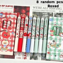 8pcs/Set Red Apple & Puppy Soft Grip Retractable Erasable Gel Pen Set, Compact Portable Design, Built-In Eraser, Exquisite Gel Pens, Blue Ink, Smooth Writing, Back To School, School & Office Supplies, Birthday Gift - Multicolor - View 13