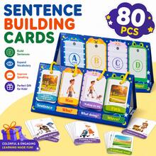 80 Kartu Susun Kalimat Berbasis Gambar, Mainan Belajar Tata Bahasa Inggris untuk Anak-Anak, Terapi Bicara, Kartu Edukasi Konstruksi Kalimat Kosakata untuk Prasekolah dan Taman Kanak-Kanak - MultiWarna - View 2