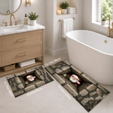 1pc, Santa Claus Pattern Printed Faux Cashmere Kitchen Mat, Christmas, Can Be Used As Christmas Gift, Christmas Decoration, Absorbent Kitchen Floor Mat, Kitchen Carpet, Long Runner Mat, Sink Front Mat, Suitable For Kitchen, Bathroom, Entryway, Hallway, Laundry Room And Home Decor - Multicolor - View 11
