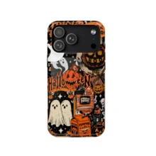 Vintage Halloween Phone Case, Spooky Pumpkin & Ghost Pattern, Compatible With IPhone 17 16 15 14 Pro Max Plus 13 12 11 - Multicolor - View 5
