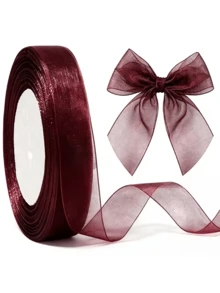 Lightweight Semi‑Sheer Organza Ribbon, Elegant Wrapping Trim Ribbon, Practical DIY Supply For Wedding Party, Flower Bouquet And Gift Box Decoration - Multicolor - View 5