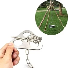 Penstabil Tripod Segitiga untuk Berkemah, Braket Tiang Tenda Baja Tahan Karat dengan Rantai, Peralatan Berkemah Luar Ruangan, Cocok untuk Tripod Api Unggun, Dudukan Lentera, Rak Masak, Mendaki, Ransel, Bertahan Hidup, Rak Perapian Vertikal Rantai yang Dapat Diatur dengan Penstabil Baja Tahan Karat - MultiWarna - View 5