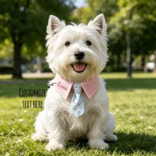 Personalized Plaid Dog Bandana – Custom Embroidered Pet Bandana For Dogs & Cats - Puppy Gift - Leopard Print - View 2