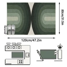 1件深綠色漸層同心拱形長條地毯，現代極簡仿羊絨長方形U型幾何可機洗地毯，適用於客廳、走廊、玄關、床邊，居家裝飾 - 彩色 - 查看 16