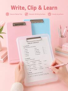 1pc A4 Plastic Storage Clipboard With Built-In Document Box, Metal Clip Writing Board, Portable File Holder For Office School - Multiple Styles - View 2