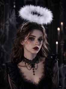ML&ZA 1/2pcs White Feather Angel Halo Headband, Halloween Cosplay Hair Hoop, Women's Party Photo Prop Hair Accessory, Suitable For Carnival, Christmas, Back To School, Prom - Multicolor - View 2
