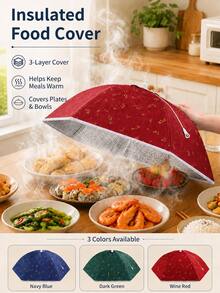 Large Round Foldable Vegetable Cover - Carbon Steel Frame With Fabric, Suitable For Kitchen Countertop And Dining Table Protection, Dust-Proof, Heat Retention, Vegetable Storage, Decorative Kitchenware, Sturdy Structure, Ideal For Cooking Enthusiasts, Fashionable Kitchenware, Durable Material, Food Protection Cover, Home Chefs - Multicolor - View 1