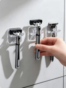 1/3/6pcs Portable Razor Holder With Suction Cup Hook, Suitable For Shower, Bathroom, Travel, Wall-Mounted Reusable - Multicolor - View 1