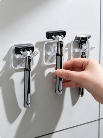 1/3/6 Stück tragbarer Rasiererhalter mit Saugnapf-Haken, geeignet für Dusche, Badezimmer, Reisen, wandmontiert und wiederverwendbar