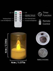 6/12/24pcs Small LED Flameless Tea Lights, Timer Flameless Tea Candles, LED Tea Lights, Flickering Electronic Tea Candles, Battery Operated Candles With Remote Control Timer, Suitable For Home, Wedding Centerpiece Decoration, Christmas, Table Setting And More. - Gold - View 9