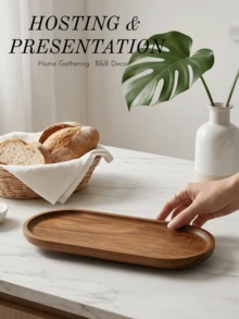Rosewood Tray, Wooden Tray, Kitchen Supplies, Two Sizes Available, Wooden Display Tray, Can Store And Hold Candy, Snacks, Dried Fruits, Tableware, Cakes And Desserts; Multi-Functional Desktop Display Tray, Suitable For Kitchen, Birthday Platter, Home Decor, Coffee Table And Home Decoration, Also Applicable For Holidays, Beach, Bedroom And Other Multiple Scenes. - View 9