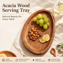 5pcs Set Rosewood Food Display Trays, Natural Solid Wood Oval Snack Plates, Smooth Polished Edges, Raised Rim Design, Sturdy And Stable, Easy To Clean With A Wipe. Multi-Plate Combination Meets Different Usage Needs, Suitable For Nuts, Fruits, Cheese, Desserts, Home Afternoon Tea Display, Also Can Be Used As Desktop Storage Tray, Vintage And Rustic, Fits Various Home Decor Scenes. - View 2
