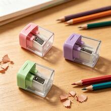 1/4 cái gọt bút chì nhựa mini màu macaron, thiết kế nắp gập di động, phù hợp cho văn phòng, học tập và trường học, phụ kiện văn phòng phẩm để bàn dễ thương, quà tặng cho bạn bè - A - Xem 1
