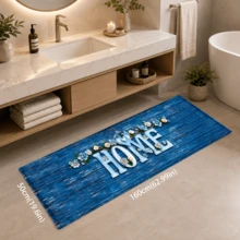 1pc Blue Vintage Wood Grain Pattern Printed Faux Cashmere Kitchen Mat, Absorbent Kitchen Rug, Kitchen Carpet, Long Runner Mat, Sink Front Mat, Suitable For Kitchen, Bathroom, Entryway, Hallway, Laundry Room And Home Decor - Multicolor - View 10