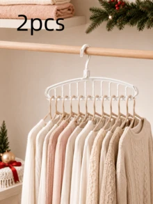 1pc/2pcs Foldable Multi-Hook Clothes Hanger, Clothing Storage Rack, Cabinet Shelf, Space-Saving Wardrobe Organizer, Durable And Lightweight, Closet Storage And Organization, Korean Style Home Decor, Space-Saving Closet - Multicolor - View 9