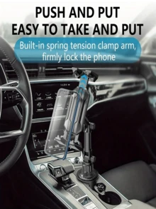 Universal Adjustable Cup Holder Phone And Tablet Mount, 2-In-1 Multi-Function Car Navigation Holder, Suitable For Dashboard And Air Vent, Ergonomic Design, Expandable Base, Easy Installation, Stable Anti-Shake, Strong Shock Absorption, Multiple Styles Available, Perfect Gift For Family And Friends - A - View 3