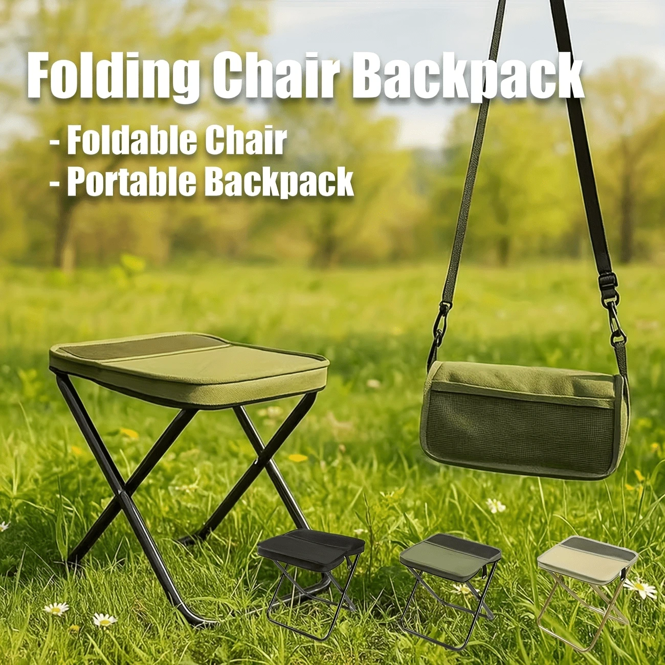 Folding Stool Set, Suitable For Various Terrains, Stable And Non-Slip On The Ground, Foldable And Easy To Store, Perfect For Forest Camping, Pond Fishing Or As Temporary Outdoor Seating