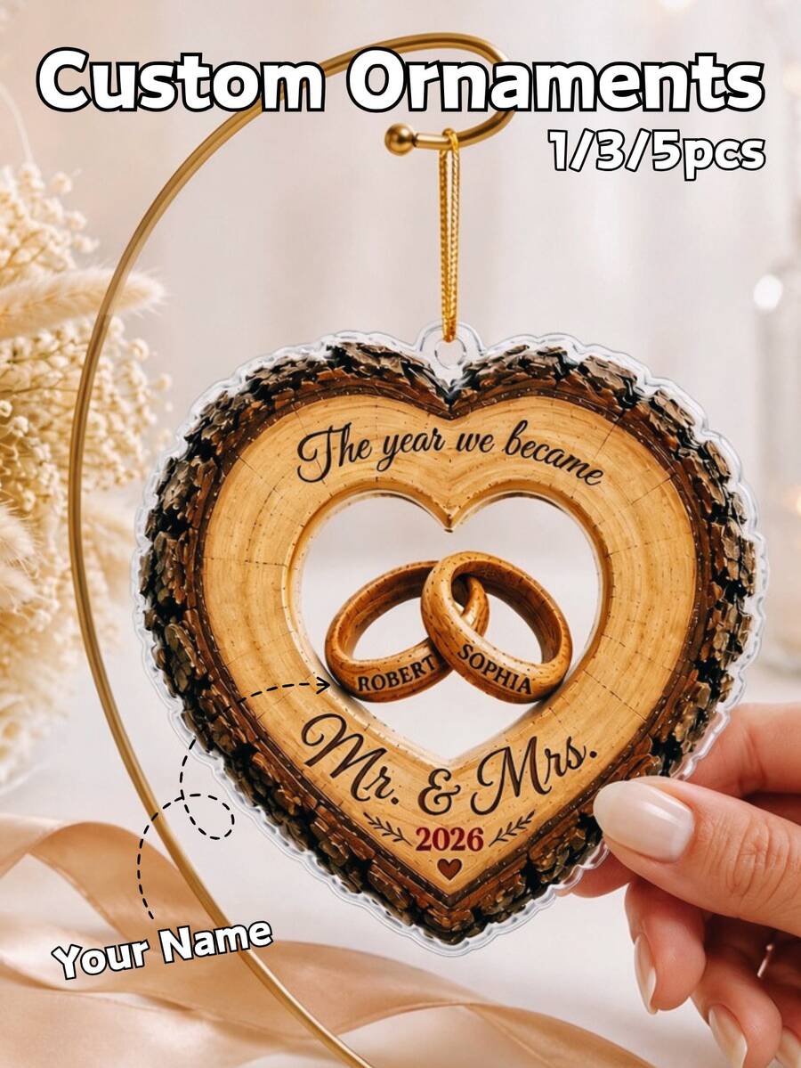 1/3/5 piezas Decoración colgante de acrílico personalizada 2D "Juntos para siempre" para aniversario de pareja, regalo reflexivo para ella, regalo para novio, decoración de boda - Multicolor - Ver 1