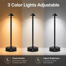 LED Wireless Touch Desk Lamp, 1800mAh Lithium Battery - USB Rechargeable, With Sensitive Touch Sensor Switch, 3-Color Adjustable Light, Multi-Function Lighting Decor, Compact Night Light, Modern Home Decor, Suitable For Living Room/Bedroom/Study/Office/Entryway And More - Desk Lamp - View 2