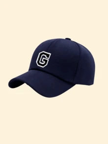 1pc Men's Soft Top Baseball Cap, Printed With A-Z 26 Letters, Adjustable Hip-Hop Street Style Sun Hat, Breathable Versatile Back-To-School Headwear - Navy Blue - View 8