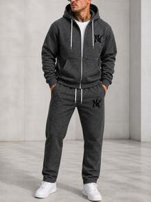 Men Hoodie Co-Ords - Dark Grey - View 1