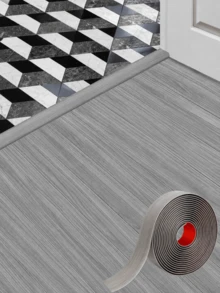 1Pc 100cm Wood Grain PVC Self‑Adhesive Floor Transition Strip,Peel And Stick Threshold Trim,Flexible Waterproof Gap Cover For Carpet Tile Vinyl Flooring,Home Floor Renovation Decor Accessory - Multicolor - View 2