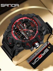 SANDA 3133 Men's Digital Analog Sports Watch 50M Waterproof Multifunction Chronograph Alarm Luminous Silicone Strap Outdoor Watch - One Size - View 20