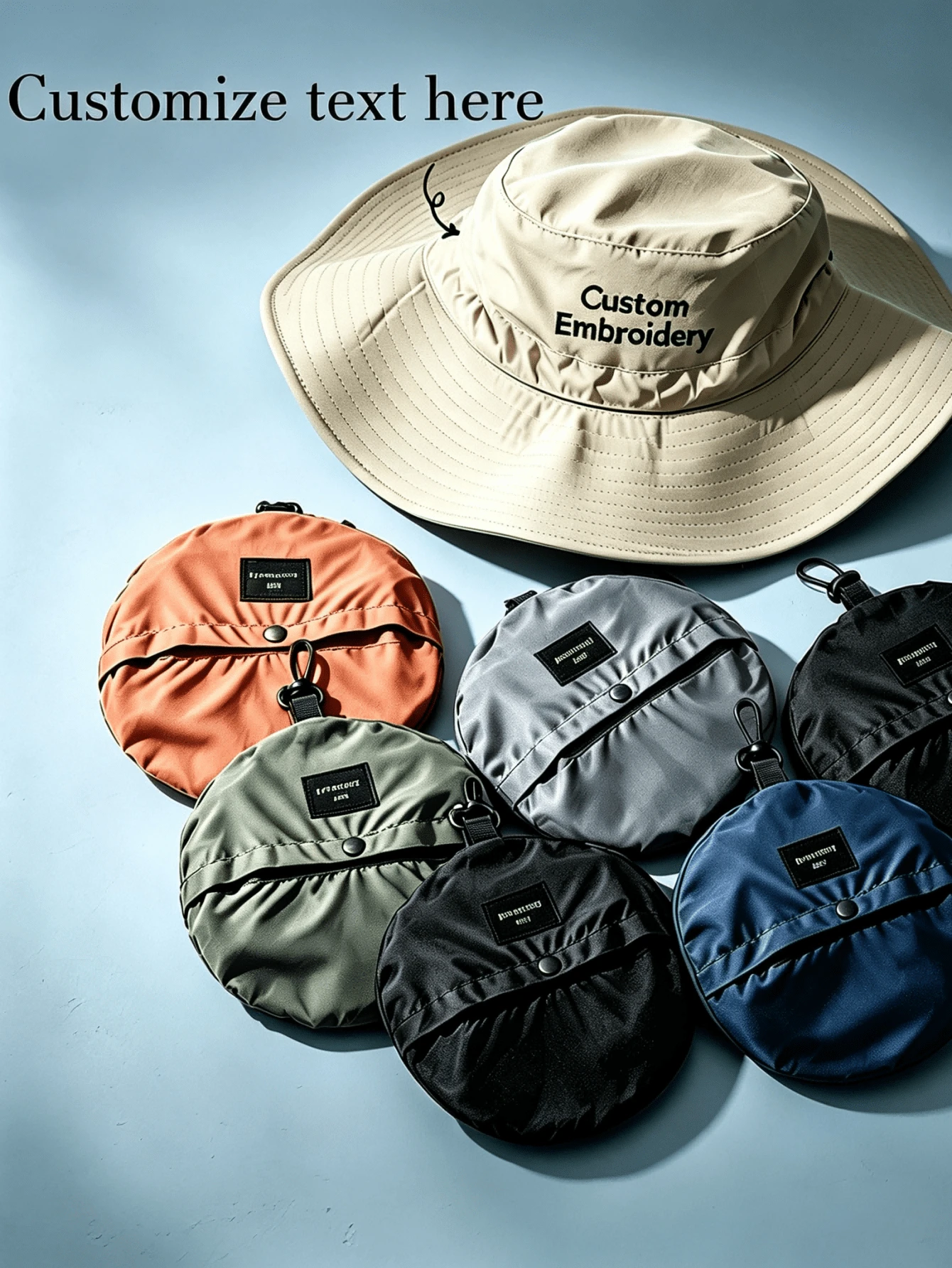 Personalized Embroidered Foldable Bucket Hat Outdoor Hat Hiking Hat Customized Sun Hat Camping Hat Summer Hat Travel Sun Hat - Multicolor - View 1