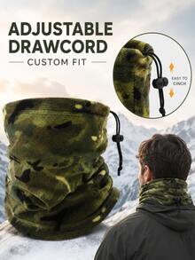 Outdoor Camouflage Fleece Neck Warmer, Soft Fabric, Adjustable Drawstring Detail, Warm Face Mask, Camouflage Pattern, Multiple Colors Available, Suitable For Hiking, Camping, Skiing, Snow Travel, Autumn/Winter Outdoor Activities, Holiday Gear - Multicolor - View 7