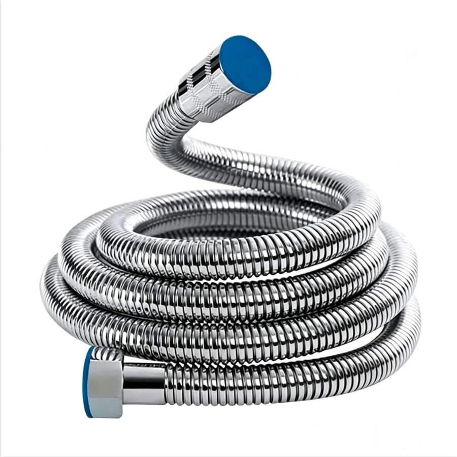 Stainless Steel Shower Hose - Durable, Explosion-Proof, Suitable For Bathroom Rain Shower Head, Reinforced Pipe, Silver, Universal G 1/2" Interface, Easy DIY Installation, Bathroom Accessory - Encryption Tube - View 1