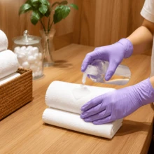 Găng tay Nitrile dùng một lần màu tím nhạt UPZOO, nhiều quy cách, phù hợp để rửa bát, sơn, tẩy lông tại nhà và dọn dẹp vệ sinh - Hộp đựng màu tím nhạt - Xem 9