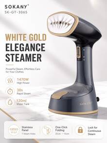 SOKANY3065 Foldable Handheld Garment Steamer, Rapid Heating Strong Steam For Wrinkle Removal, Portable Mini Iron Suitable For Home, Travel, Office - Black - View 6