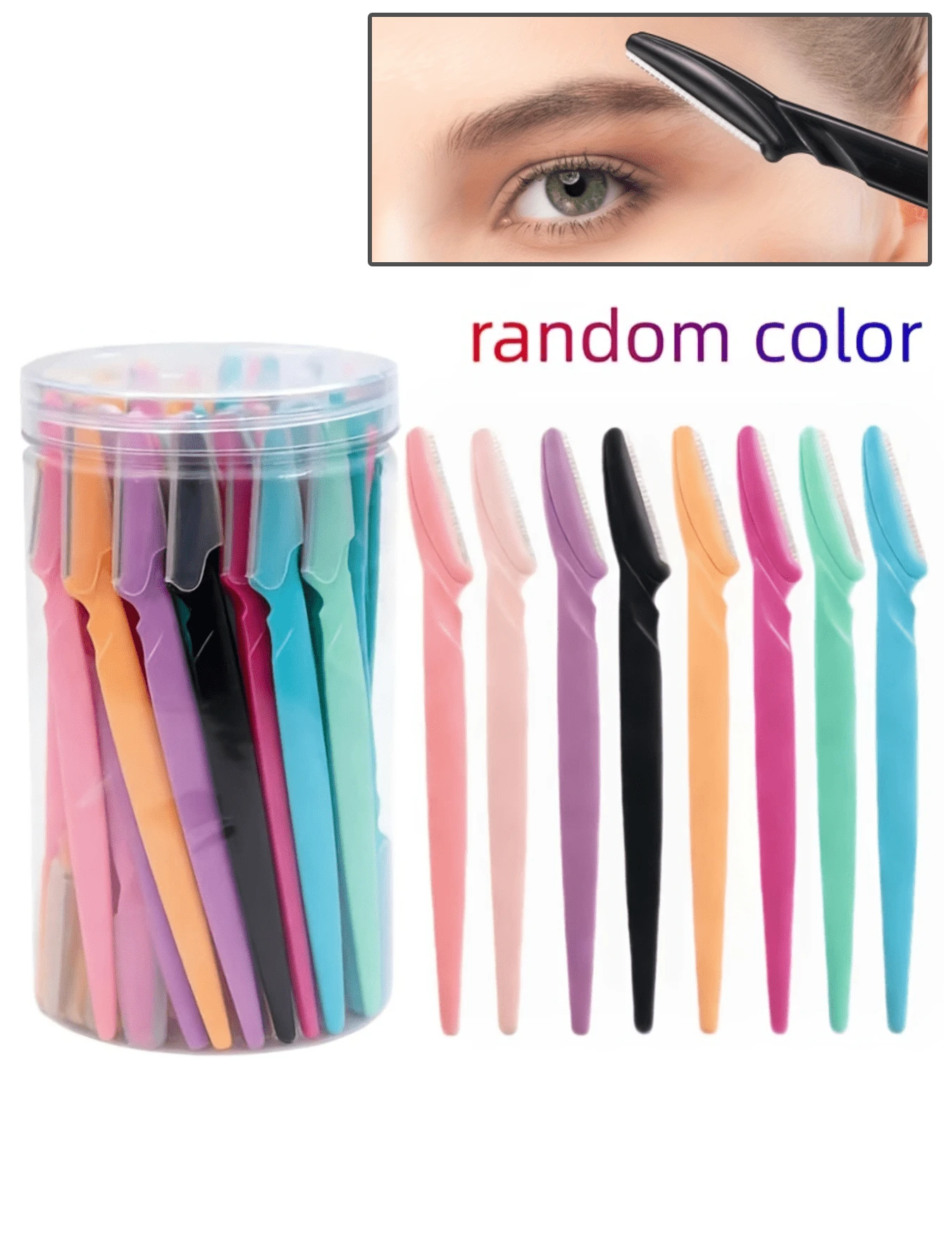 48/24/16/8pcs Portable Eyebrow Trimmer Set, Ergonomic Handle Body Hair Remover, Shaver With Anti-Scratch Blade Guard, Beauty Tool - Multicolor - View 1