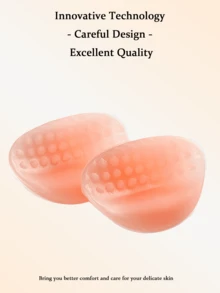 1pc/2pcs Transparent, Khaki, Pink Silicone Breast Pads, Soft Cup Design, Invisible Shoulder Strap, Suitable For Daily Wear, Work, Office, Knitwear, Tops, Party And Club Looks. Soft Teardrop Shaped Pads, Suitable For V-Neck Tops, Naturally Fit Body Shape, Universal Left/Right - Multi-color - View 4