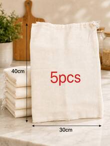 10/5pcs Reusable Drawstring Soup Bags - Multipurpose Tea, Spice And Cheese Cloth Filter Bags, Suitable For Cooking, Herbal Medicine And Bone Broth Brewing - Kitchen Essential Accessories - White - View 16