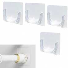3pcs No-Drill Multi-Color Telescopic Rods With Matching No-Drill Transparent Strong Adhesive Rod Clips, Designed For Bathroom, Kitchen, Window And Other Spaces, 1 Rod With 2 Hanging Hooks, Stable Load-Bearing And Non-Detachable - A - View 4