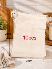 10/5pcs Reusable Drawstring Soup Bags - Multipurpose Tea, Spice And Cheese Cloth Filter Bags, Suitable For Cooking, Herbal Medicine And Bone Broth Brewing - Kitchen Essential Accessories - White - View 14