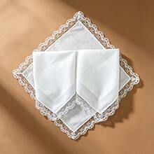 Pure White Lace Handkerchief Happy Wedding Season Party Decoration DIY - Multicolor - View 3