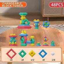 Multi-Shape Stacking Building Blocks Set, Freely Assembleable Geometric Stacking Toys, DIY Versatile Shape Toys, Ideal Interlocking Toys For Children, Helps Cultivate Children's Hands-On Practice And Problem-Solving Habits - Multicolor - View 11