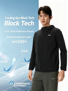 Li-Ning Men's Ice-Cooling Moisture-Wicking Sun Protection Jacket AFDWC49 - Black - View 1