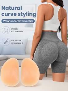 1 Pair Silicone Butt Lift Pads, Detachable Glue-Free Liner, Soft Skin-Friendly, Natural-Looking Butt Enhancement, Invisible And Seamless, Suitable For Jeans, Casual Pants, Shorts, Built-In Shaping Pads For Underwear, Easily Create Full Butt Shape - Khaki - View 3